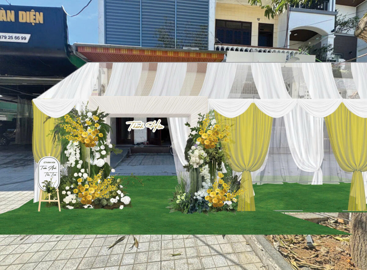 Không gian tiếp khách trong nhà với phông nền nhẹ nhàng, ghế sắp xếp ngăn nắp, thể hiện sự trân trọng và tình cảm với nhà gái