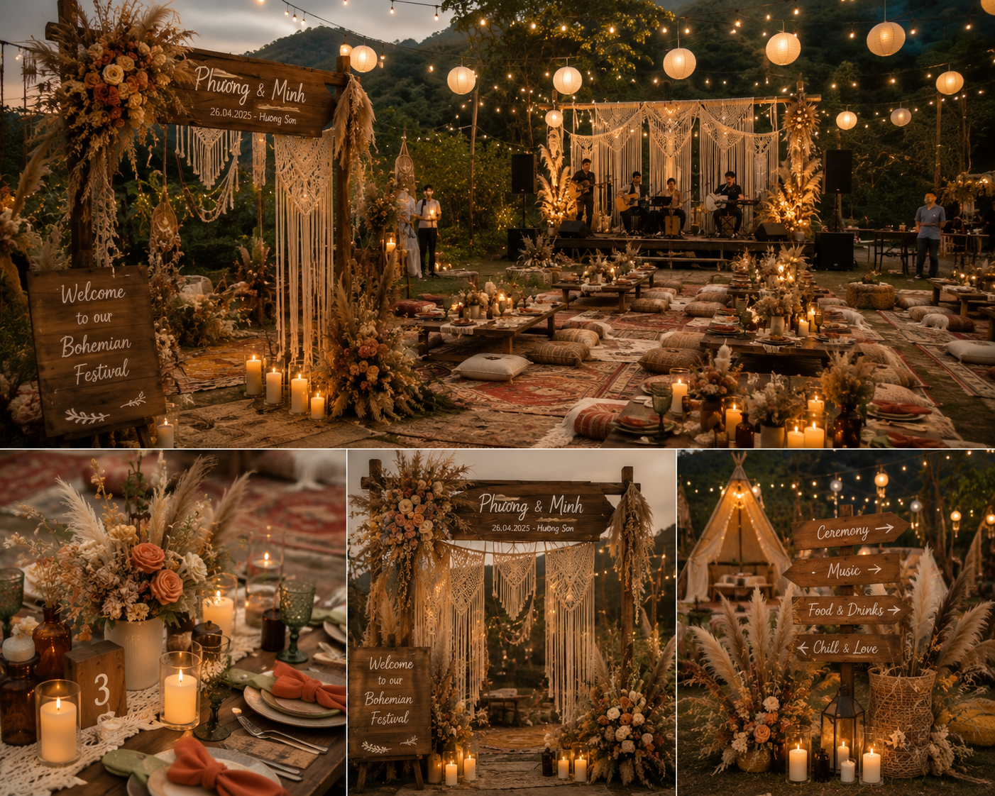 đám cưới boho hippie Hương Sơn