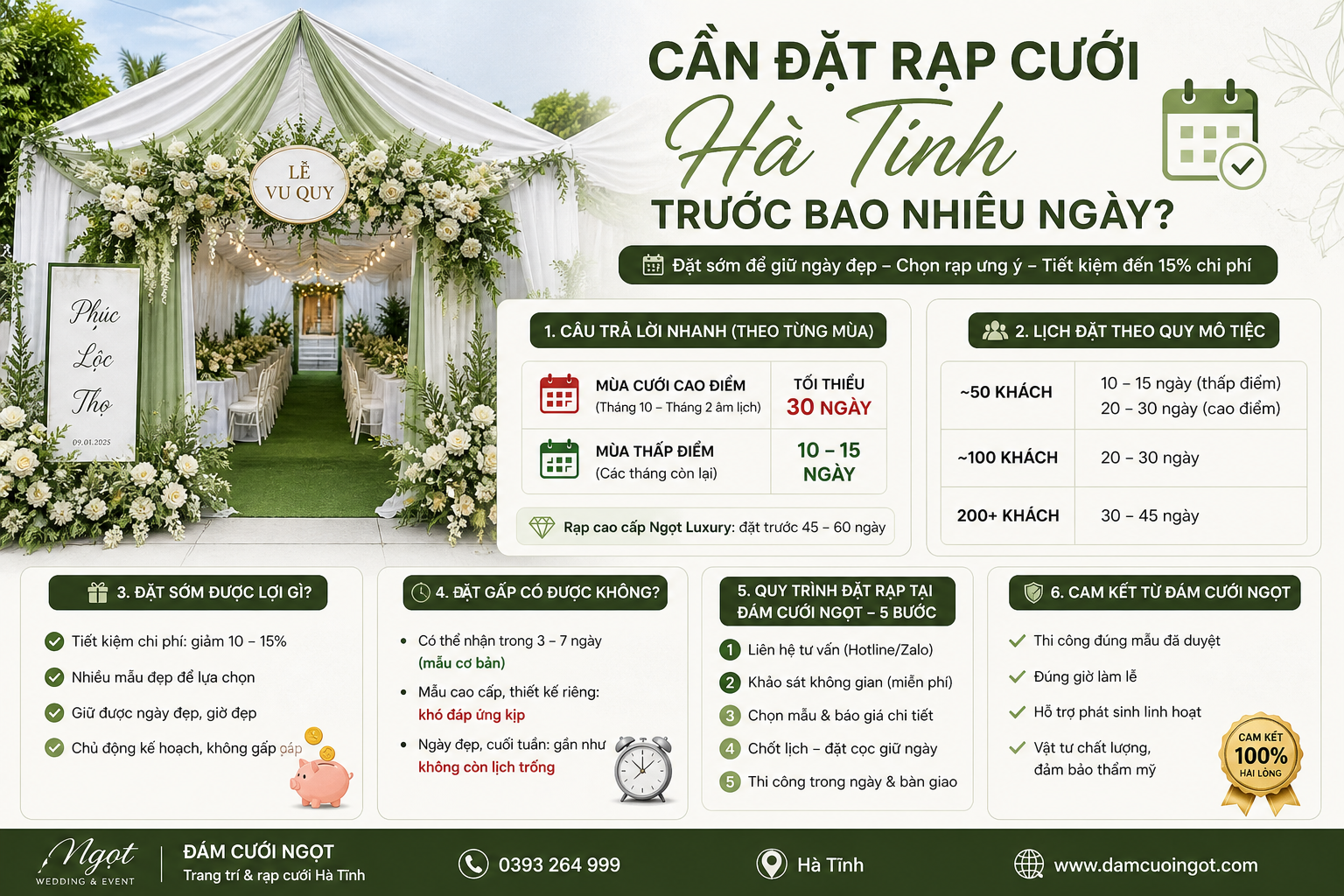 Đặt Rạp Cưới Hà Tĩnh Trước Bao Nhiêu Ngày? Lịch Chuẩn 2026